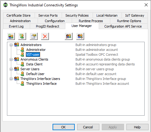 Kepware (ThingWorx Industrial Connectivity) Settings Control Panel